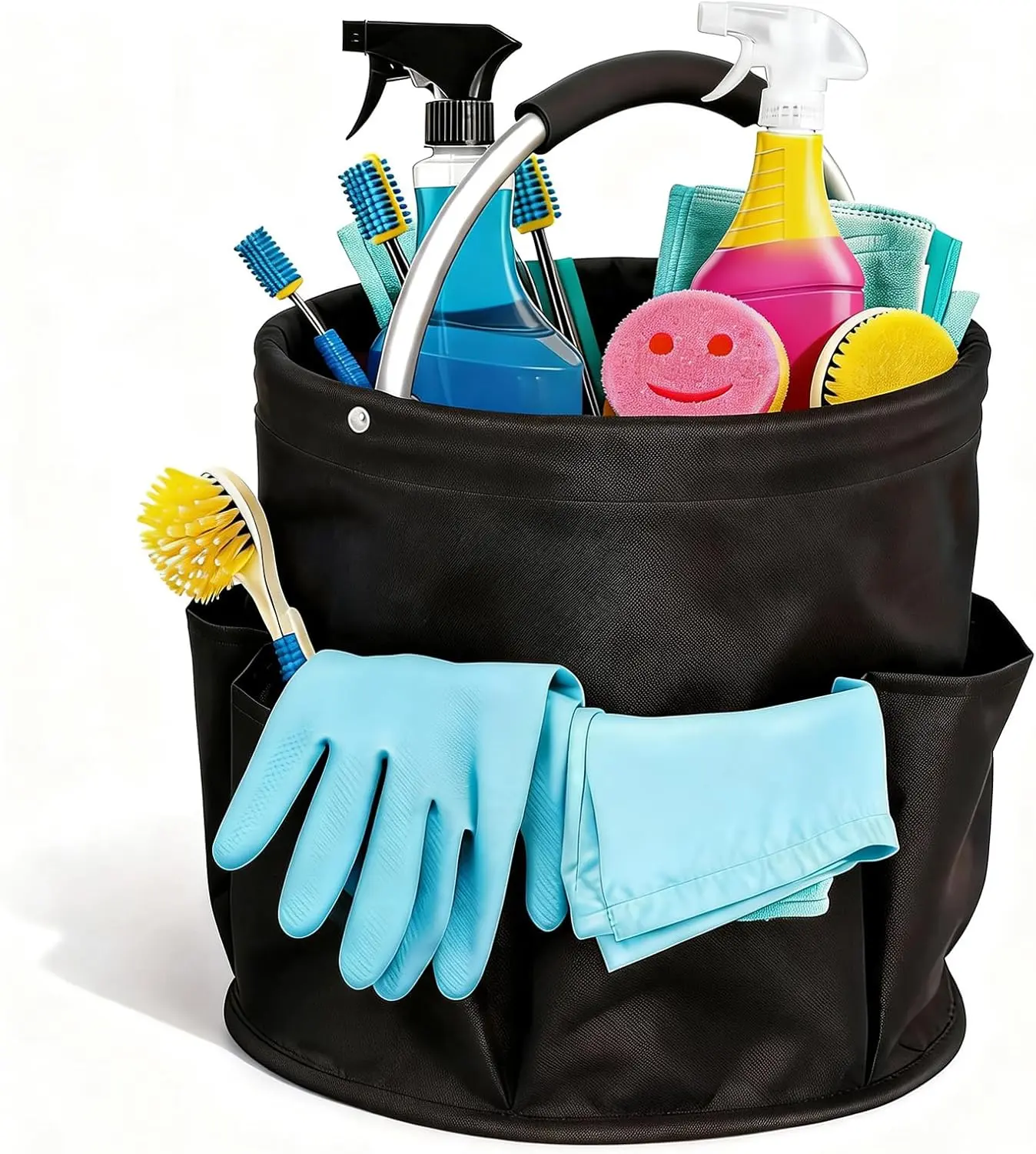Cleaning Caddy for Cleaning Supplies,Cleaning Supplies Organizer | Foldable, Storage Basket,17L Capacity,Handle,Oxyford Cloth,6 Pockets
