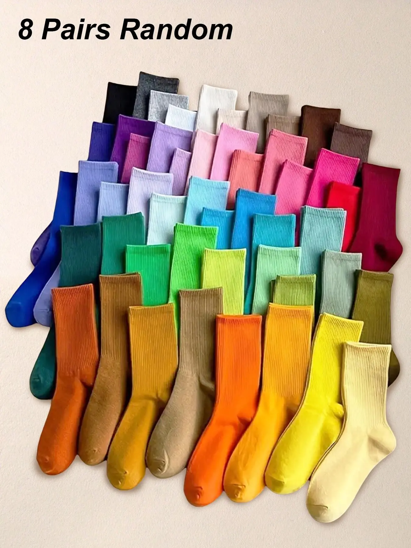 8/12 Pairs Women's Candy Color Thigh-High Crew Socks, Moisture-Wicking Breathable Comfy Socks Multi-Use, Slim-Fitting Preppy Style for All Seasons