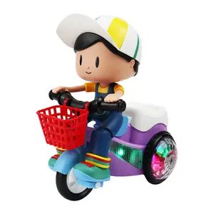 Kids' Multifunction Electric Tricycle Toy - Toddler Cartoon Vehicle with Stunt Performance, Music, Luminous Lights, Birthday Gift for Kids