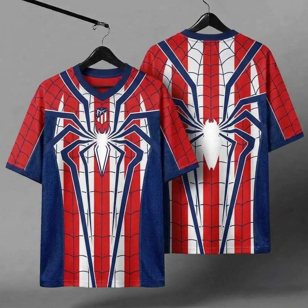 White Red Spider Graphic All Over Print Shirt, Web Graphic Jersey, Dark Gothic Streetwear Athletic Top, Oversized Kit Tee, Unique Custom Style Graphic T Shirt