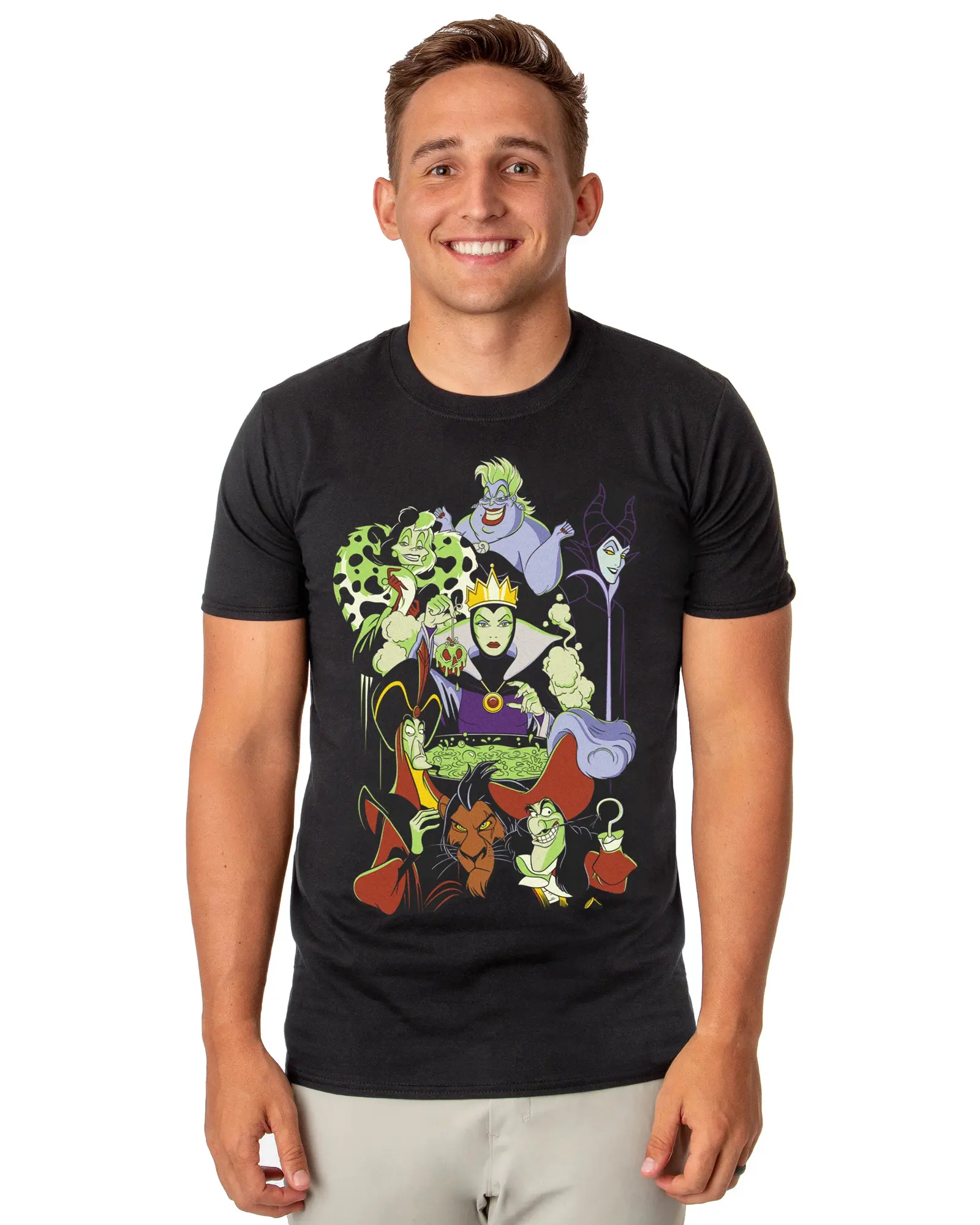 Disney Villains T-Shirt Men's Mischief Makers Group Design Graphic Tee, Shortsleeve, Casual, Cotton, Menswear, Round Neck