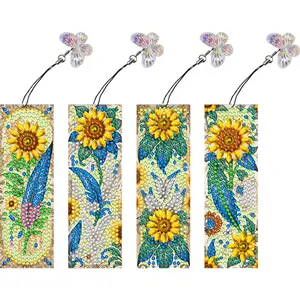 4Pcs Special Shape Easter Bunny Eggs DIY Bookmarks Diamond Painting Kits Diamond Painting Bookmark Making Kit Diamond Art Bookmark with Pendant for Adults Beginners