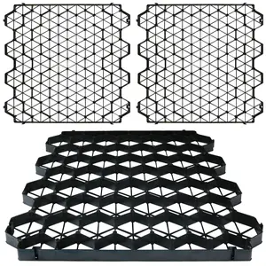 12 Units Permeable Pavers Gravel, Grass& Gravel Driveway System, Interlocked Pavers Gravel Grid Black PE Shed Base 1.6" Depth, 32 Sq Ft