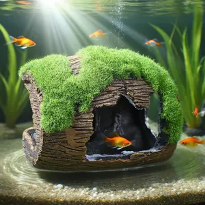Aquarium Decorations for Fish for Tank Resin Broken Barrel Hideout Cave for Shri Tank Aquarium Decoration Background