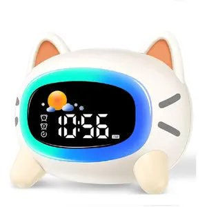 Cute Animal Sound Control LED Alarm Clock with Noise Night Light, Multifunctional Training Clock for Kids, Sleep Aid Device