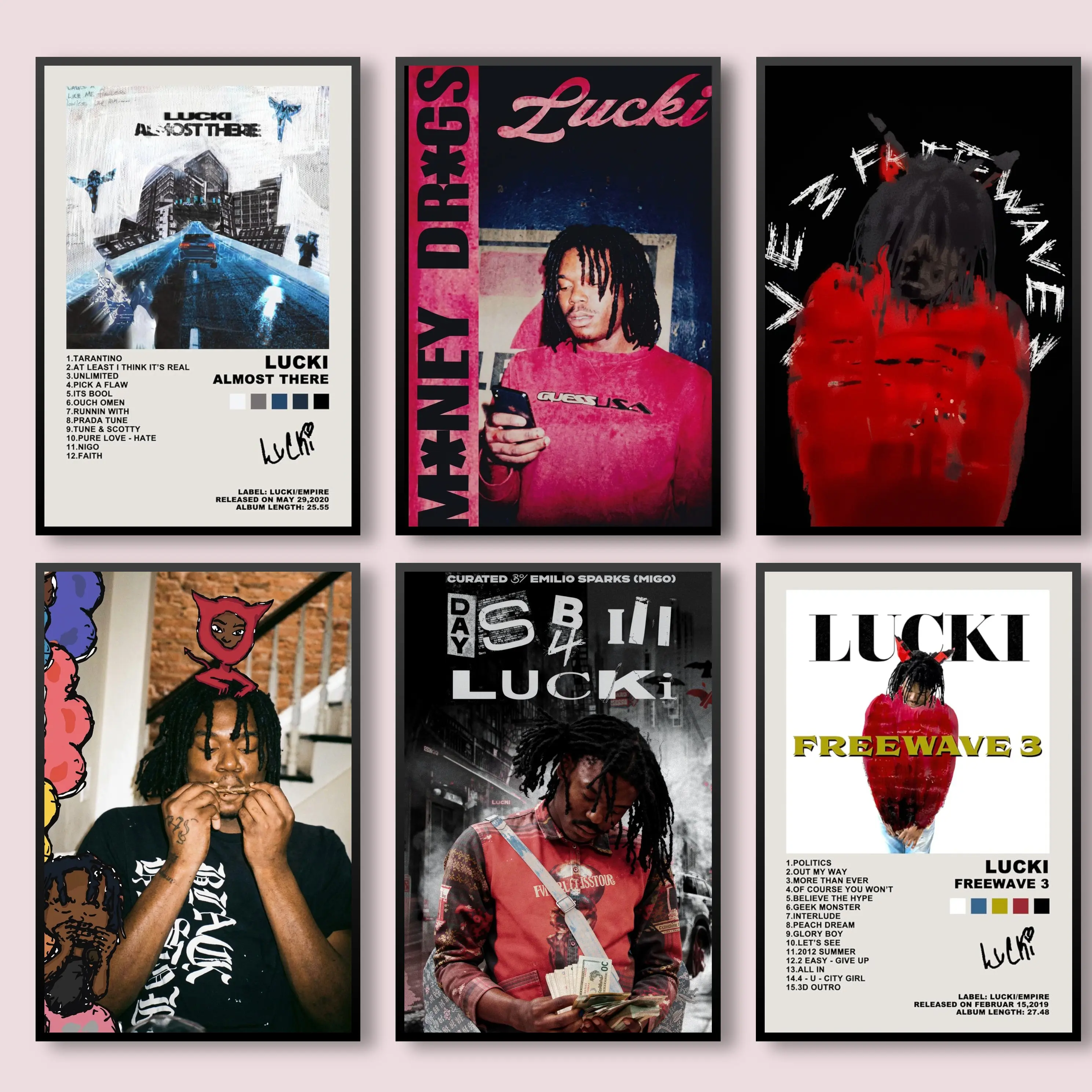 Rapper Lucki Artistic Canvas Poster - Days B4III-Flawless Like Me Freewave 3 HipHop Eco Friendly Creative Design Print, Fade Resistant Multi-Size Picture Image Prints, 20x30 in Bedroom Decor Decoration Items
