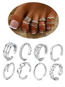 Women's Elegant Hollow Out Design Toe Ring Set, Fashionable Adjustable Toe Ring for Party, Daily Clothing Decor, Trendy All-match & Exquisite Jewelry for Gift