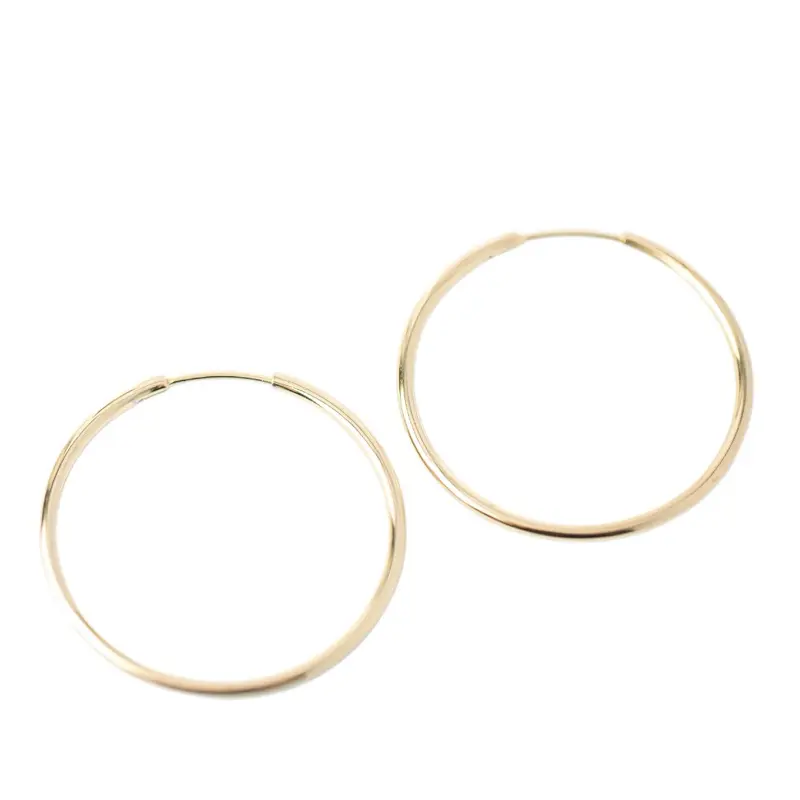 Thin Gold Hoop Earrings 30mm & 40mm – 2mm Lightweight Hoops| 14K Gold Plated, Everyday Wear, Two Sizes