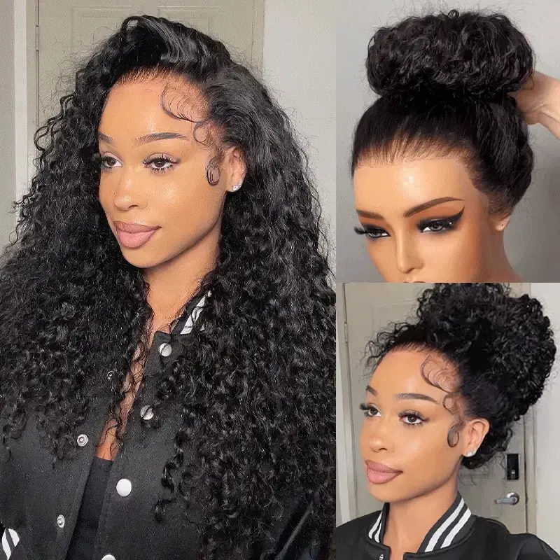 Celie Hair Drawstring 360 Lace Frontal Wigs Water Wave Pre Bleached Knots Human Hair Wigs Wet And Wavy Wig
