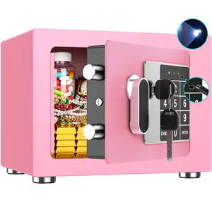 ACTIGER Smart Digital Safe Box for Gift, Home, Office, Drawer Security Lock Box With LED Light, Alarm System, Keypad, Ideal for Money, Passports, Jewelry,Pink,White,Black, Hidden Closet