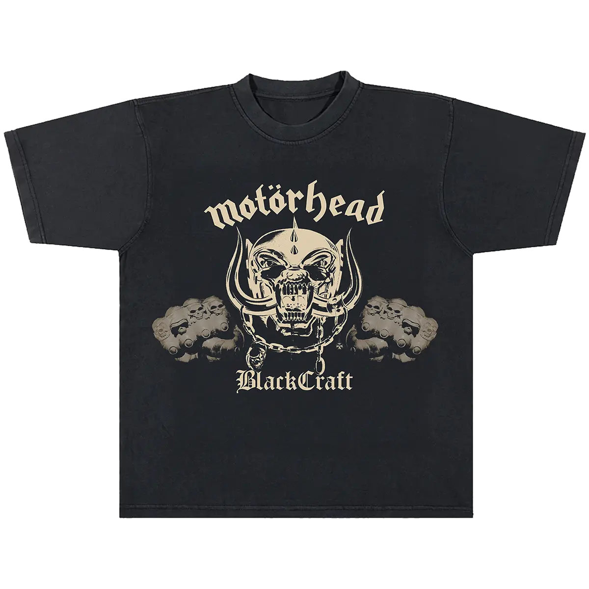 Blackcraft Cult x Motörhead Iron Fist Graphic T-Shirt, Men's Unisex Boxy Fit 100% Cotton Short Sleeve Crew Neck Casual Top, Streetwear Distinctive Print Tee, 2XL, 3XL, 4XL, 5XL