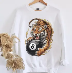 Fierce Tiger and 8-Ball Graphic Apparel – Custom DTG T-Shirt or Sweatshirt – Classic Edge & Power