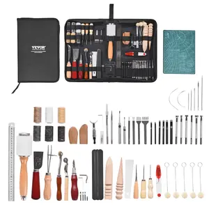 【Summervibes】VEVOR Leather Working Tools Kit, 59 PCS Leather Craft Tools with Portable Canvas Storage Bag, Engraving Punching Sewing Stamping Sanding Tools, Ideal for Beginners DIY Enthusiasts and Professionals