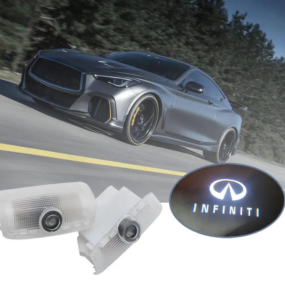 2Pcs LED Door Logo Projection Lights, Door Projector Lights Fits Infiniti Q50/Q60/Q70/QX50/QX80 High-End Glass Lens (Durability +90%) Cree Chip 12V ABS+Aluminum Alloy 80000+ Hrs Lifespan -40℃~105℃