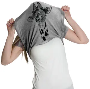 Women's Ask Me About My Giraffe T Shirt Funny Costume Flip Up Shirt Funny Womens T Shirts Cute Vintage Fashion Casual Ladies T-Shirt Gift Flip Tops for Women Funny Animal Top Women's Novelty Tees Light Grey