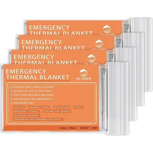 Emergency Mylar Thermal Blankets-Space Blanket Survival Kit Camping Blanket (4-Pack). Perfect for Outdoors, Hiking, Survival, Bug Out Bag, Marathons or First Aid
