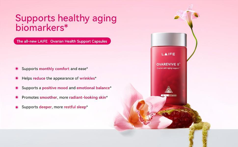 LAIFE Ovarian Health Support Supplement – Hormone Balance for Women, Regular Cycle & Mood Support, 40:1 Myo-Inositol Blend with Folate & Antioxidants – 60 Capsules, 30 Servings