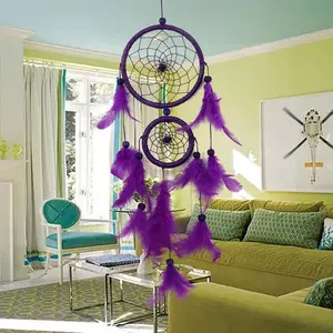 Heart-Shaped Feather Dream Catcher - Indian Style Wall Hanging