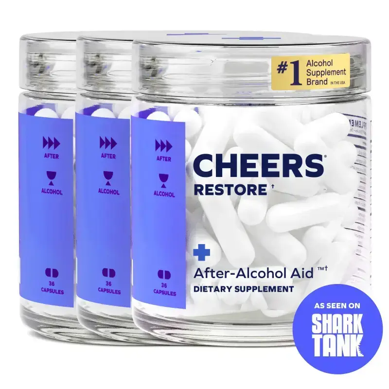Cheers Restore | DHM & L-Cysteine Supplement | Post-Drinking Relief & Liver Support | 12 Servings, 36 Count