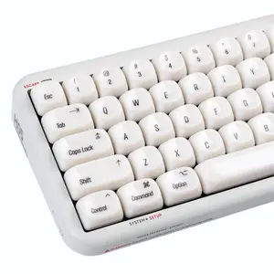 COOMICKEY 140 Keys White PBT Keycaps, MOA Profile Minimalist White Mac Style Custom Cute Ceramic Keycap Set for MX Switches Mechanical Keyboard