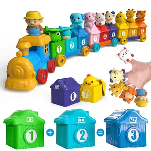 Montessori Farm Train Set for Toddlers, Preschool Learning Tool, Toddler Playset, Includes 9 Farm Animals & 1 Farmer, Perfect Gift for Easter, Christmas, Birthday