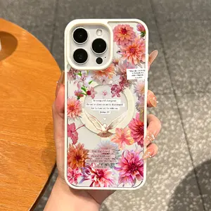 Magnetic Magsafe-Ready Smartphone Case, Aesthetic Floral Religious Collage Cover for iPhone 11-16 Pro Max, Shockproof, Lightweight Ultra-Thin, Water-Resistant Handheld Mobile Accessories for Everyday Use