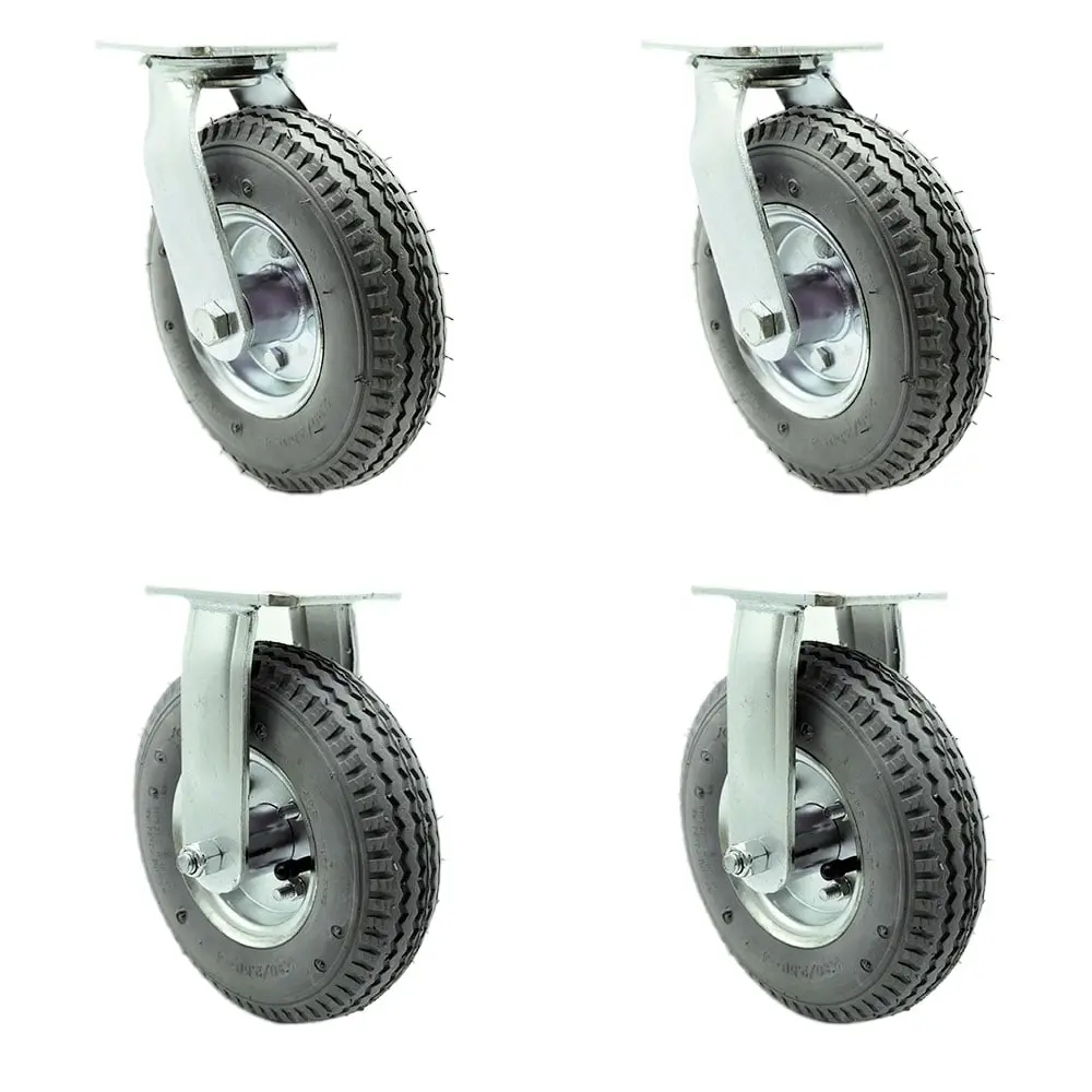 212 MAIN SCC-100S280-PNB-GRY-2-R280-2 8 in. Swivel Pneumatic Casters, Gray Rubber Wheels, Rubber Tires - Set of 4