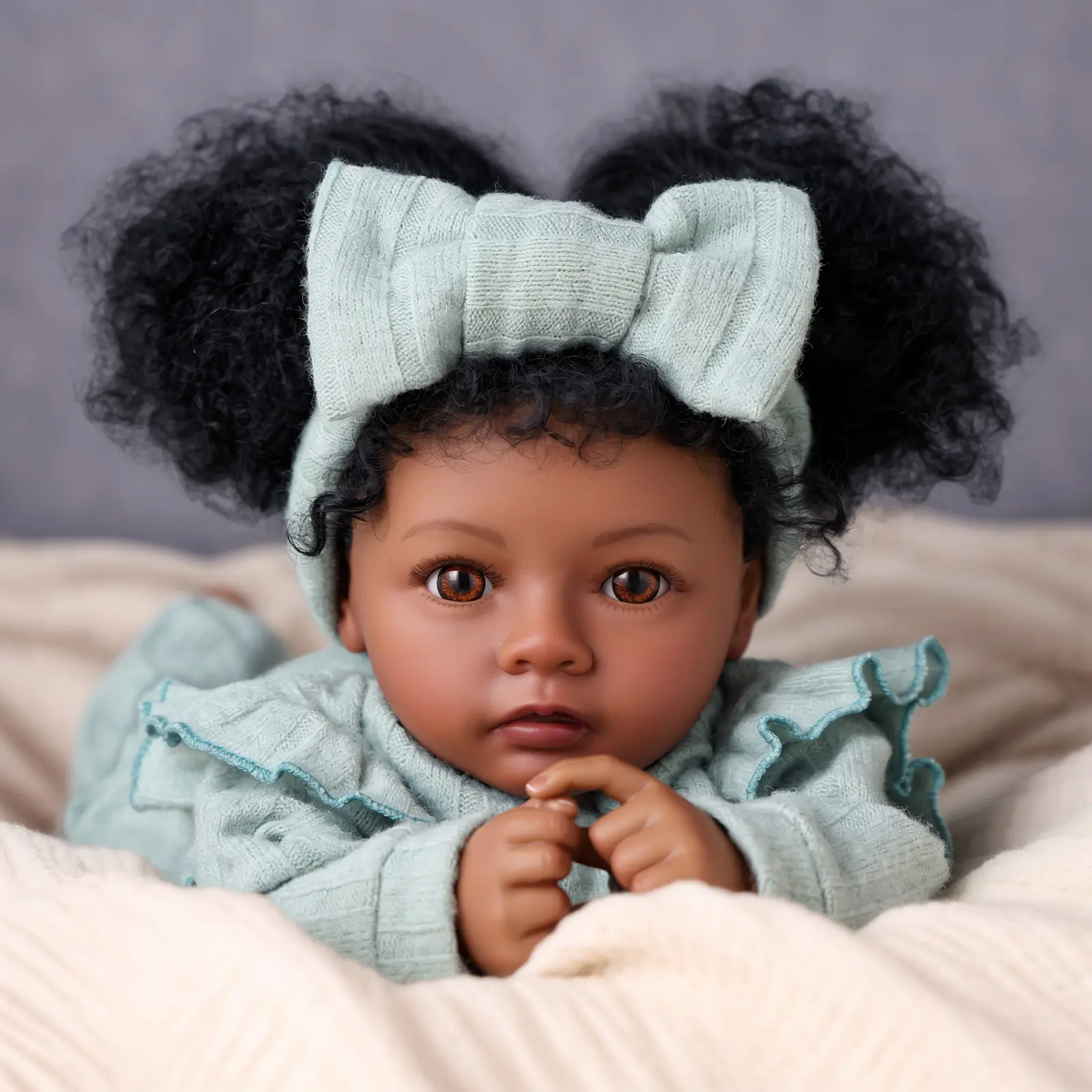 #Summervibes#DealsForYouDays BABESIDE 20" 8-Piece Reborn Doll Set with Cloth Body & Vinyl Dark Skin Includes Gift Box and Feeding Accessories Perfect for Christmas New Year Birthday Gifts