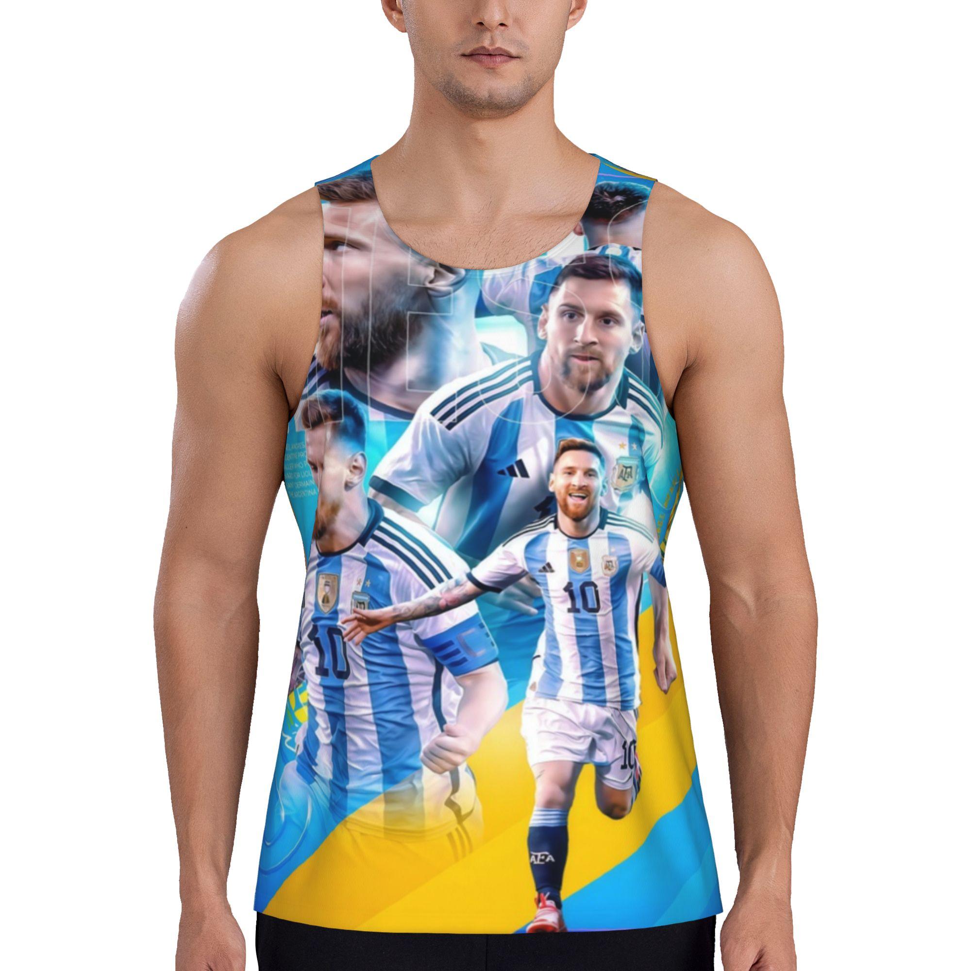 Messi's classic Argentina national team moment full-print vest Summer sports and leisure breathable