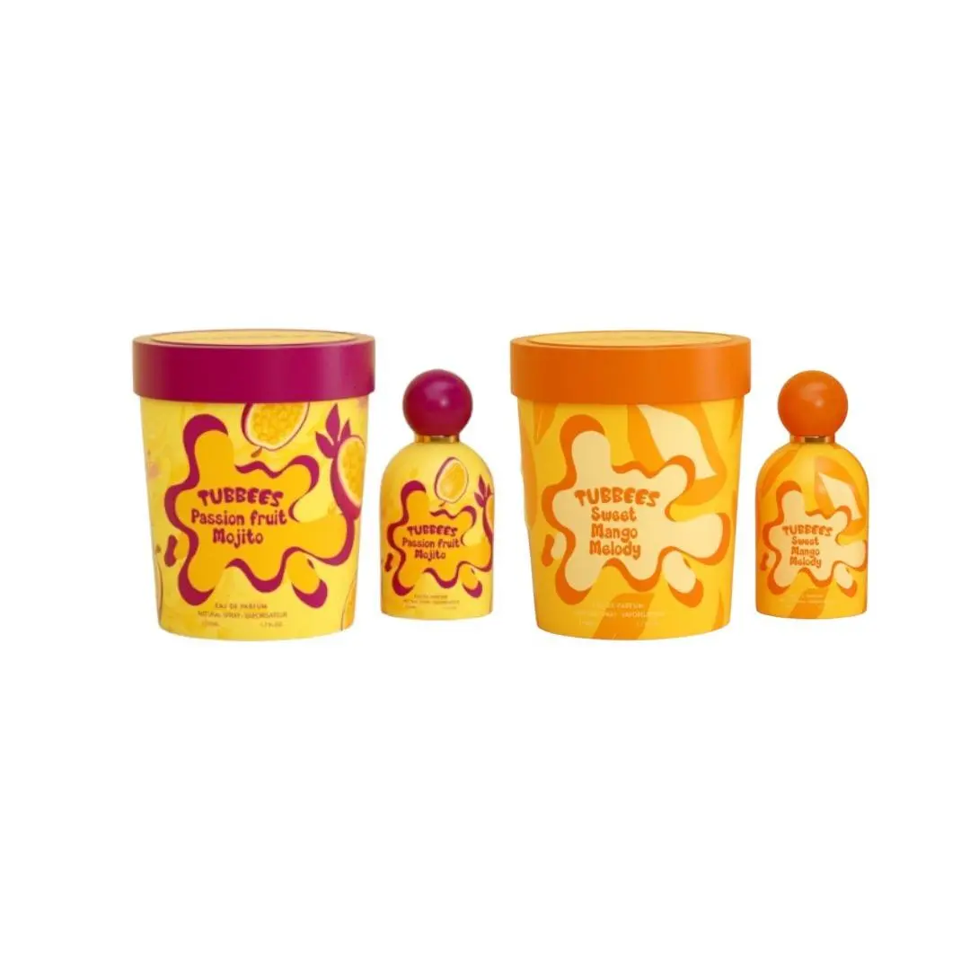 GRANDEUR Tubbees Tropical Fragrance Pack, 2-Piece Multi-Pack EDP (Eau De Parfum) - Passion Fruit Mojito & Sweet Mango Melody, 1.7 fl oz Unisex Fragrance with Refreshing Vibe, Fruity-Mango Notes