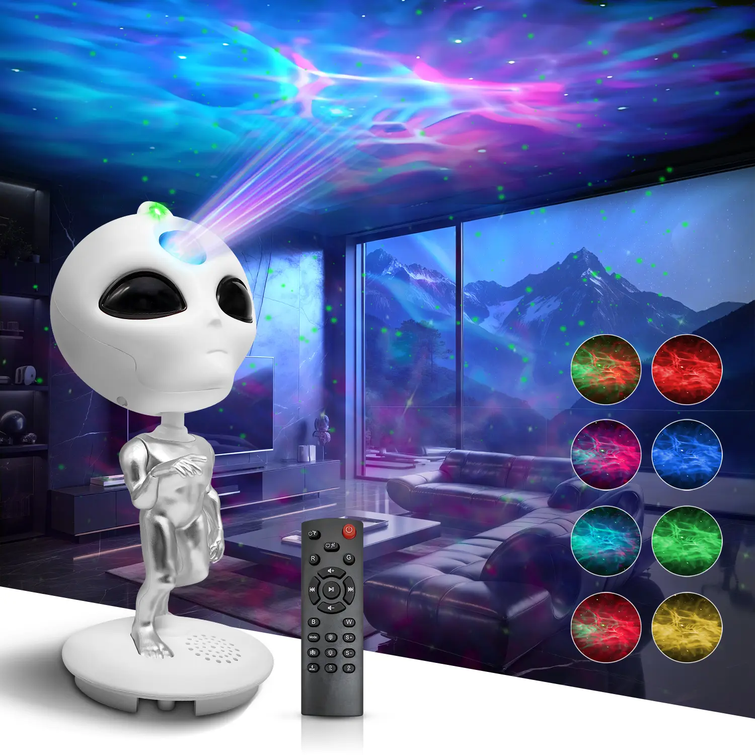 KEXU Alien Galaxy Projector - Atmosphere Lighting, Creative Dimmable Electronic LED Light with LED Effects, Timer, Remote, Ideal Gift for Kids’ Room Decor (Christmas, Birthdays) Led Decoration Led Lighted