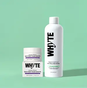 WHYTE Organic Spearmint Oil Pulling Rinse & Purple Teeth Whitening Powder Multi-Pack Bundle | Daily Gentle Oral Detox, Maximum Stain Removal, Hydroxyapatite, Peroxide-Free, Fluoride-Free