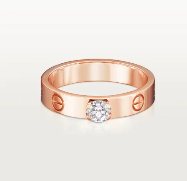 Pre-owned Cartier LOVE solitaire ring, brilliant cut dia，rose gold，0.23ct