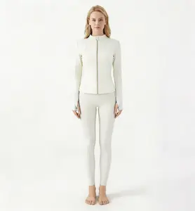 Women's Thumb Hole Zip Up Sports Jacket, Long Sleeve Active Outerwear Thumbholes Design, Casual Wear for Women