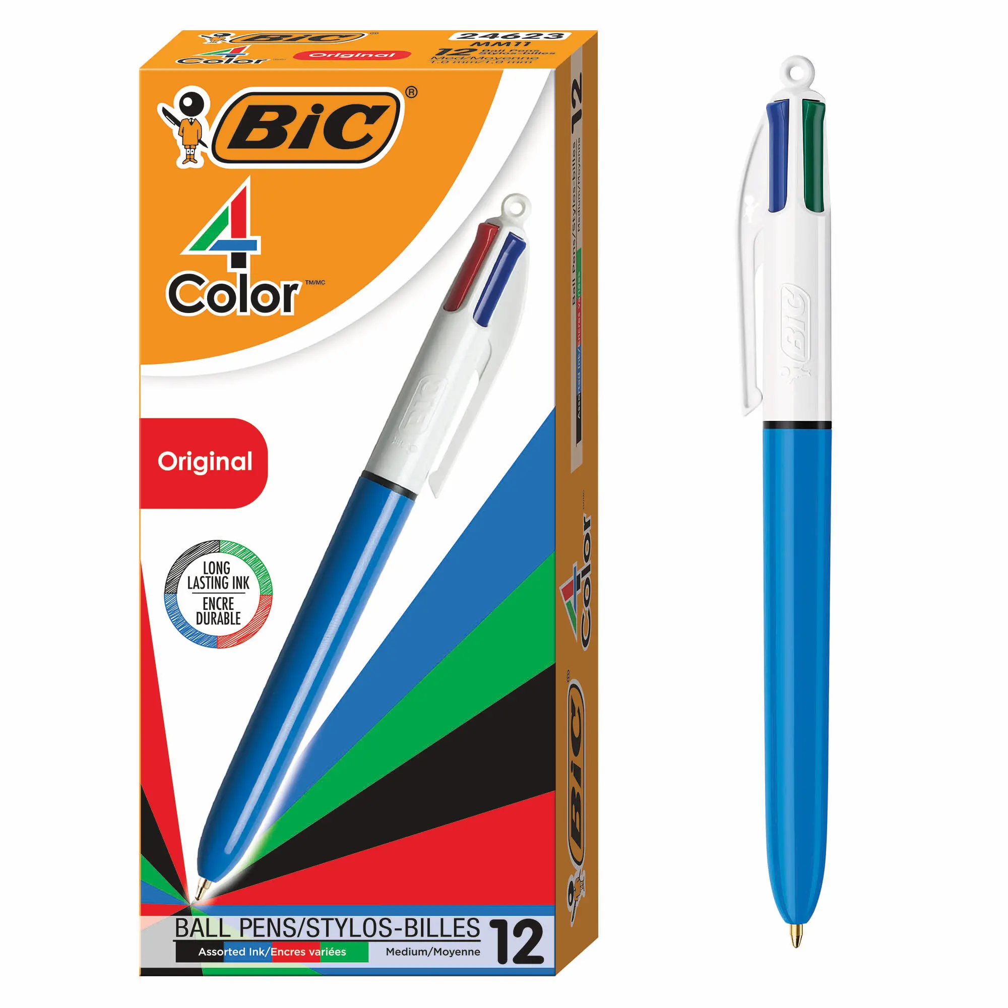 BIC 4-Color Original Retractable Ball Pen, Assorted, 12 Pack BIC 4-Color Original Retractable Ball Pen, Assorted, 12 Pack