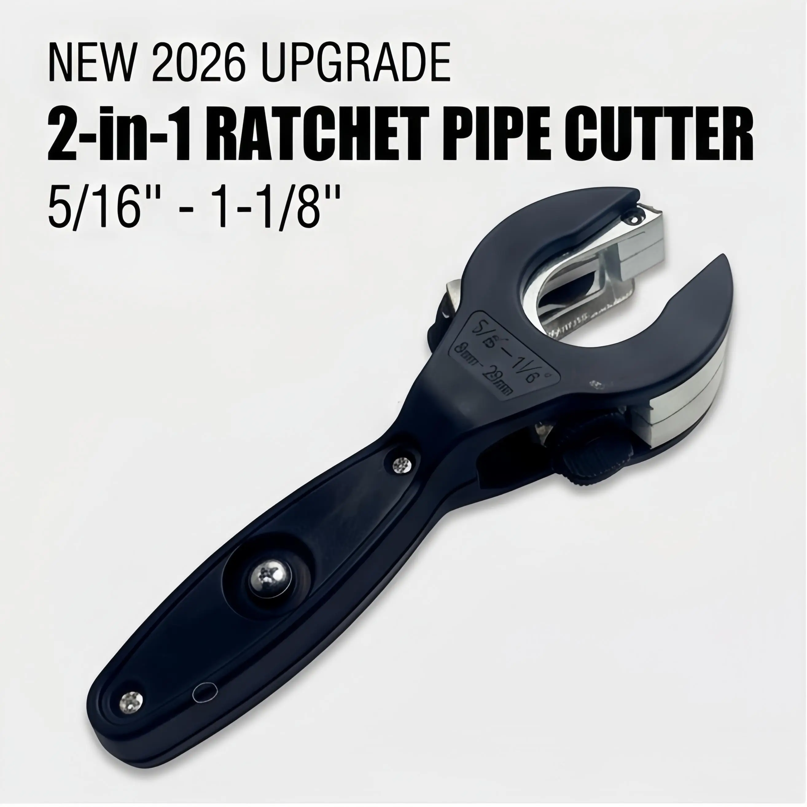 2026 Upgrade 2-in-1 Ratchet Pipe Cutter with 360-Degree System, 5/16"-1-1/8" Precise Cutting Tool for Copper/PVC, Ergonomic Lightweight Design for Plumbers, Tight Space Use, 1-Handed Operation, Reduces Hand Fatigue, Easy to Carry & Store