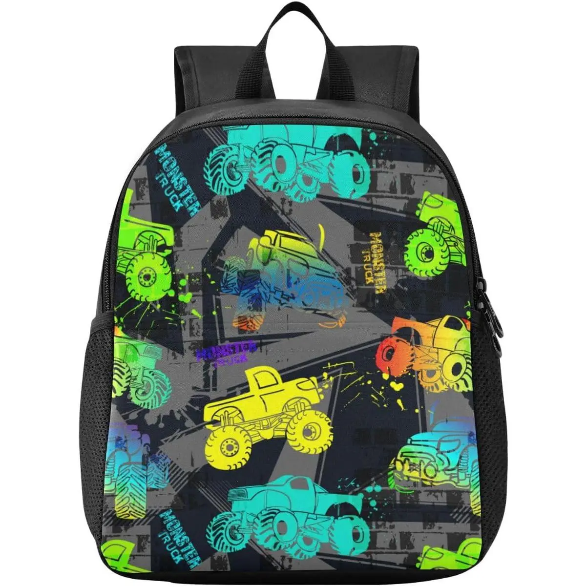 SQ-CPB022 Toddler Monster Truck Backpack - Waterproof Mini Bag for Boys/Girls, Cute Small Kindergarten Pre-School Backpack (S)