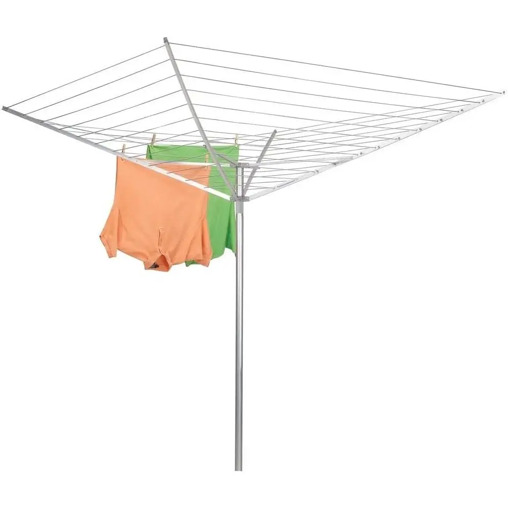 Rotary Outdoor Laundry Drying Rack 17120-1 – Rust-Resistant Aluminium Arms & Steel Post, 12 Vinyl Lines (165 ft Drying Space), 72x73x72" Rotate Top Stable Dryer with Easy Installation