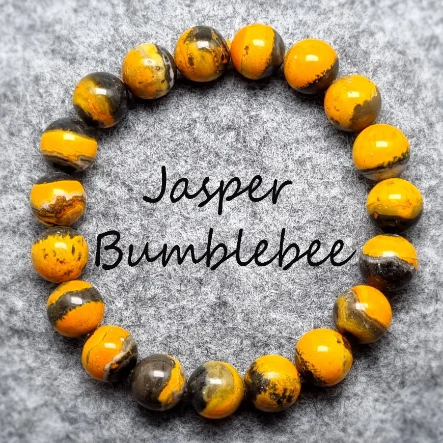 8mm Bumblebee Jasper Beaded Bracelet, Handmade Stretch Healing Crystal Jewelry for Men & Women, Natural Gemstone for Courage & Confidence, Crystals Bracelets, Beaded Bracelets