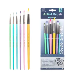 6Pcs Watercolor Paint Brushes Multi-Function Paint Brushes Set Nylon Bristles Ergonomic Handle Paint Brush Fine Detail Paint Brush Set for Acrylic Gouache Oil