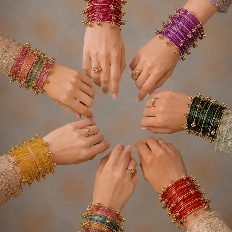 Raindrop Glass Bangles, kasmiri bangles Traditional Indian Churi Jewelry for Women