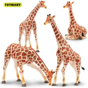 TOYMANY 4PCS Realistic Giraffe Family Figurines Set - 2-6" Unisex Educational Miniature Realistic Plastic Character Animals, Age 3+, Decorative Ornamental Novelty Cake Toppers for Kids' Gifts, Miniature Realistic Animals, Plastic Figure Animals