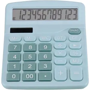 Desk Calculator 12 Digit Office Calculators with Large Screen Display,  Solar Power and , Recessed Big Button Calculator for Office  School(Blue)