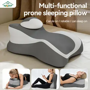 WKEFF Ergonomic Memory Foam Cervical Pillow Designed for back and side sleepers to relieve neck pain. Provides auxiliary relief for GERD and acid reflux. Multipurpose use as a backrest or reading pillow. Includes a washable pillowcase.