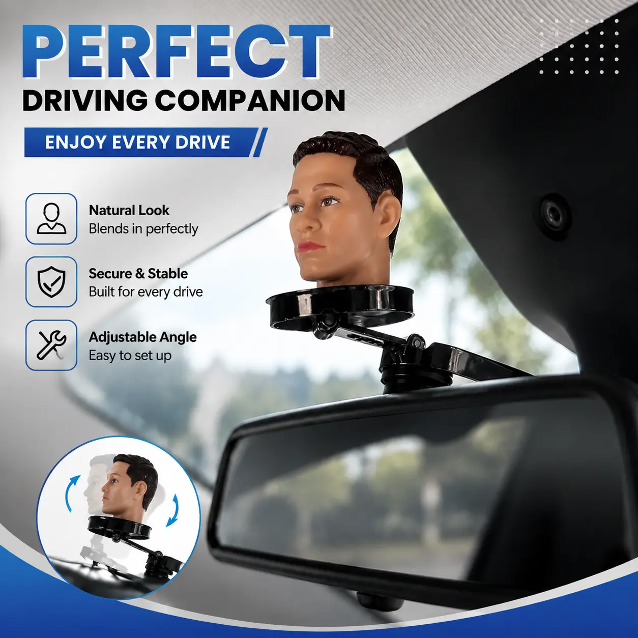 Magnetic Bobblehead Companion for Car - Funny Dashboard Decoration with Adjustable Magnetic Mount, 360° Rotation