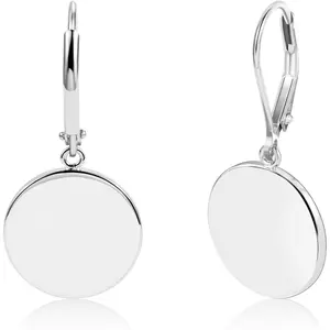 Silver Disc Dangle Earrings for Women Flat Hypoallergenic Drop Earrings Classic Coin Leverback Earrings for Women Jewelry Gifts