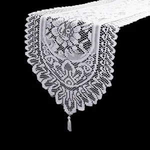 13 x 108 inch Crochet Lace Table Runner White