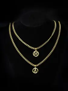 Gold letter necklace, 14K gold-plated letter pendant, round openwork Cuban letter chain necklace, Cuban necklace, exquisite jewelry from A to Z, unisex, versatile, suitable for all styles of clothing, Alphabet Pendant