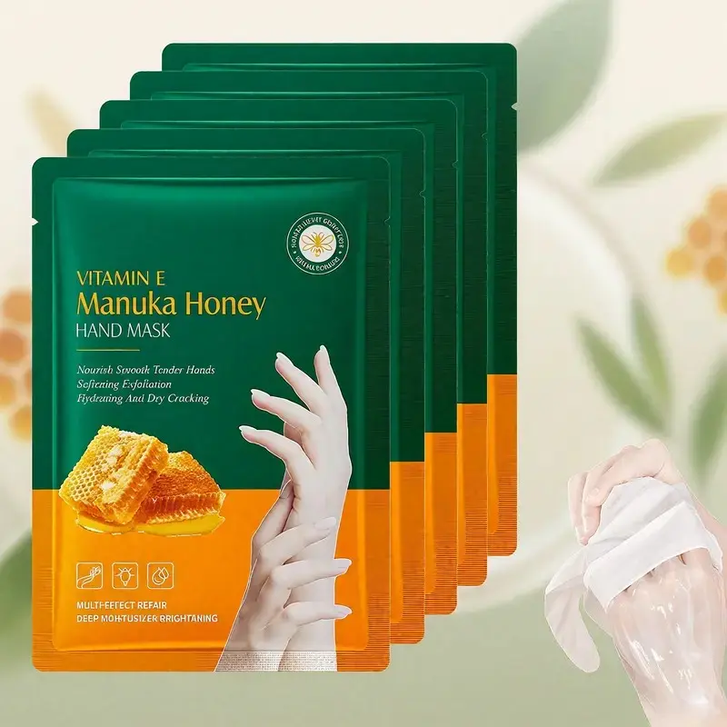 Deep Moisturizing Hydrating Vitamin E Manuka Honey Hand Masks Sheet, Brightening & Smoothing Skin, Natural Ingredients, Ideal for Daily Winter Care, Dry, Gentle Pack, Moisturizer, Moisture, Hydrate, Beauty Products
