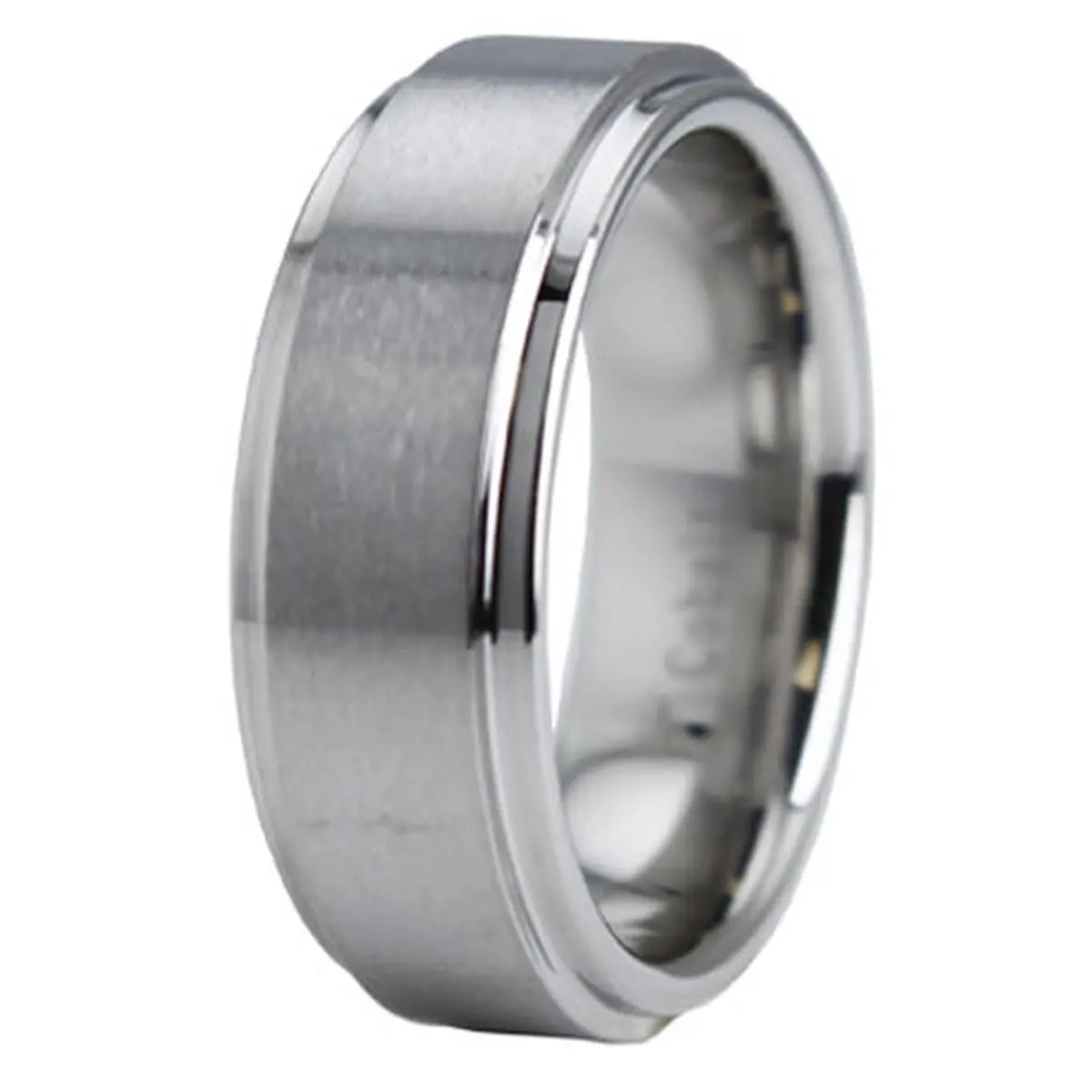EWC R60060-110 8mm Cobalt Chrome Ring - Satin Finish, Step Down Edge, Size 11, Everyday Wear, Harder Than Platinum, Gold, Silver, Harder Than Platinum, Gold, And Silver, Contemporary, All Seasons, Round Band, Casual, Chrome Statement Rings, Chunky Chrome